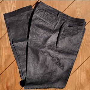 Ralph Lauren Black Slacks Embossed Cotton Skinny Stretch Pants 12